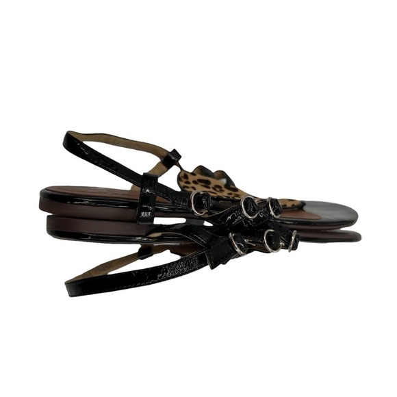 Jeffrey Campbell Johnny Fur Leopard Print Flat T-Strap Sandals Size 8 Women's - Picture 7 of 9